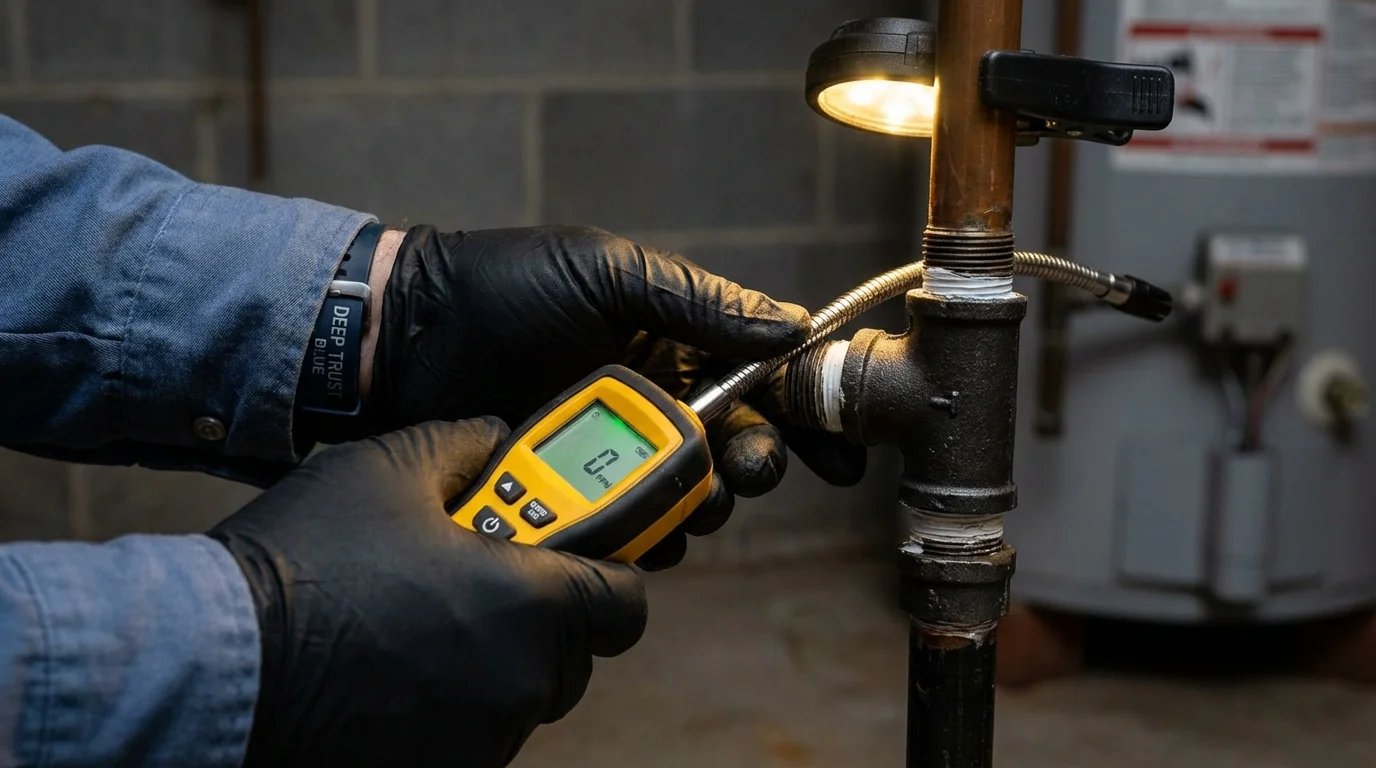 Gas leak detection with electronic sniffer by Johns Plumbing LLC in Selma
