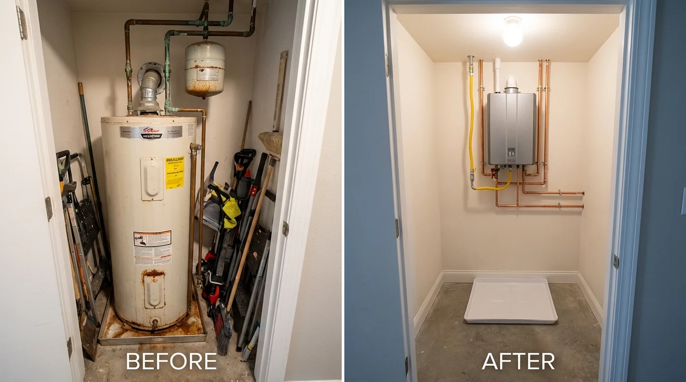 Tank water heater versus wall-mounted tankless unit comparison for Selma, AL homeowners