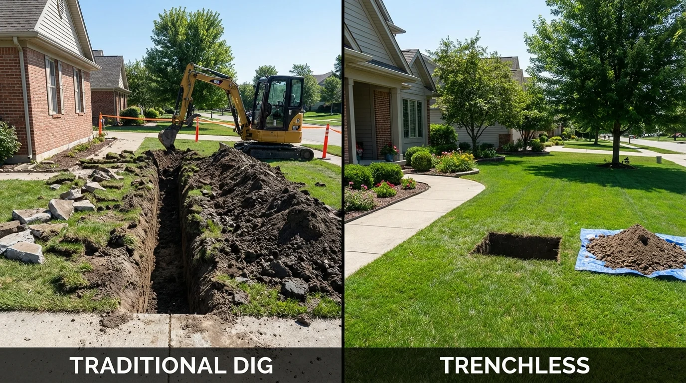 Trenchless sewer repair with minimal yard damage versus traditional excavation in Selma, AL
